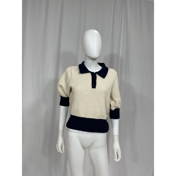 Staud 'Altea' White Cotton Blend Sweater Size M - Picture 2 of 5